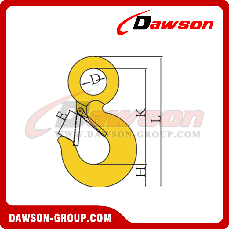 DS039 GANCHO PARA ESLINGA CON OJO G80 CON PESTILLO DAWSON-GROUP LTD.- FABRICANTE CHINA