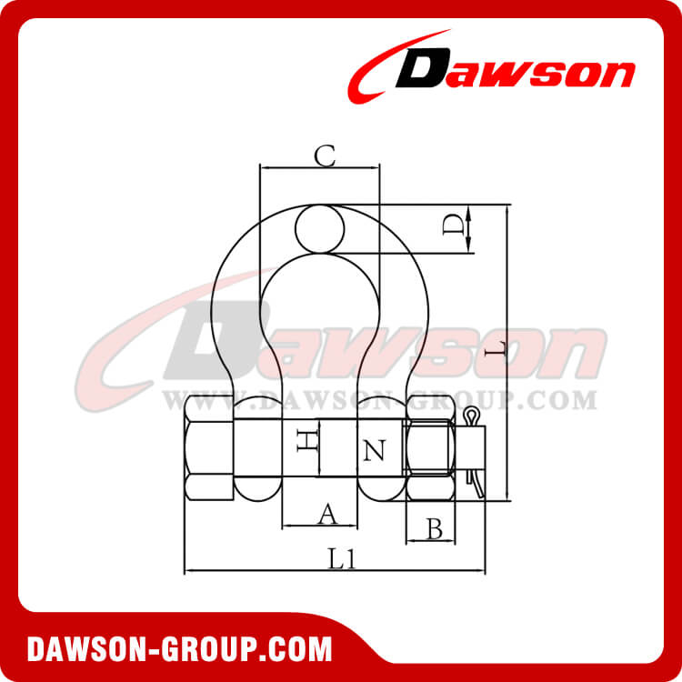 GRILLETE DE ARCO TIPO PERNO DE ALTA RESISTENCIA DS362 - DAWSON GROUP LTD.- FABRICANTE DE CHINA, F&Aacute;BRICA