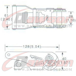 DG-B014 1-1 16 ''ラチェット バックル、28MM ラチェット バックル、1500kgs の図面 - 中国ドーソン サプライヤー
