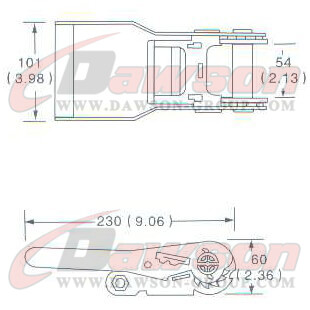 DG-B009 2 ''ラチェット バックル、50MM ラチェット バックル、2000kgs の図面 - 中国ドーソン サプライヤー