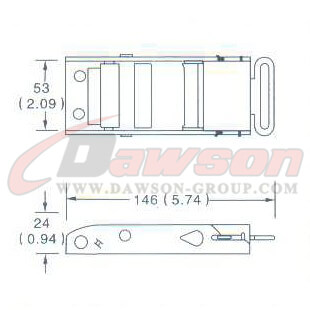 DG-OB008 1-3 4 ''オーバーセンター バックル、45MM オーバーセンター バックル、1360kgs の図面 - 中国ドーソン サプライヤー