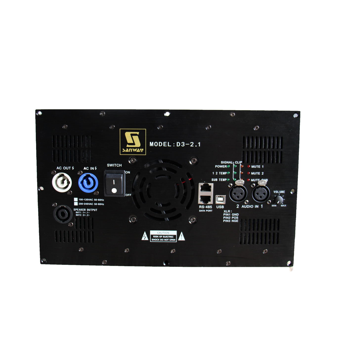 Amplificador de placa estéreo D3-2.1 com DSP para sistema de home theater de 2.1 canais