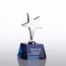 Blue Silver Star Accent Trophy with Crystal Base (#78258)