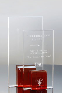 Appreciation Plaque Calescent Ruby Crystal Award