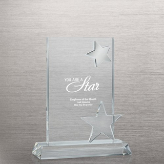 Two Stars Crystal Trophy with Metal (#78164)