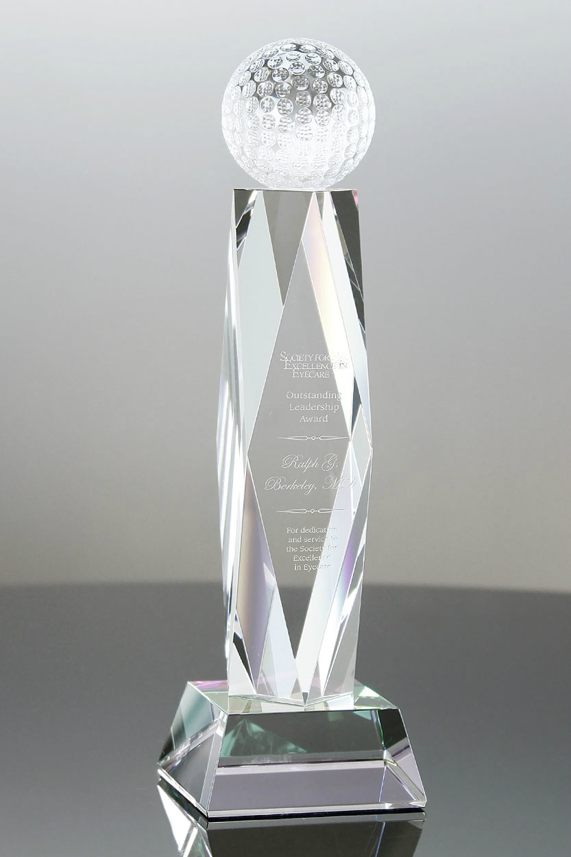 Optic Crystal Golf Award for Corporate Employee Recognition Trophy (#5756)