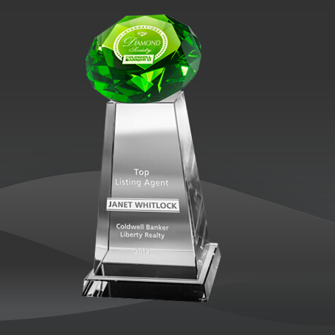 Green Diamond Spire Crystal Award (JC-1010G)