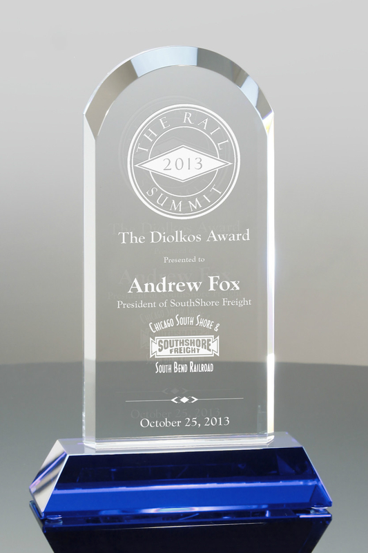 Arcade Blue and Clear Crystal Award (#5376)