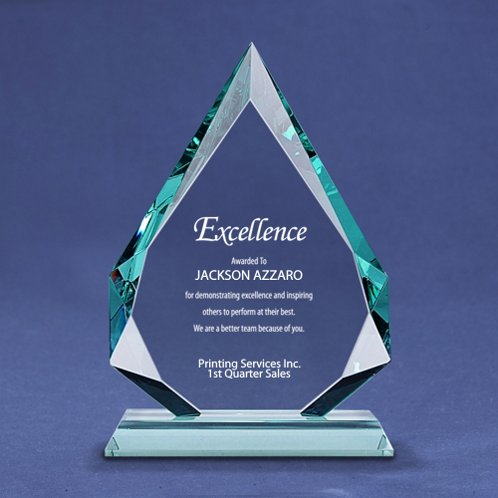 Beveled Flame Premium Jade Trophy