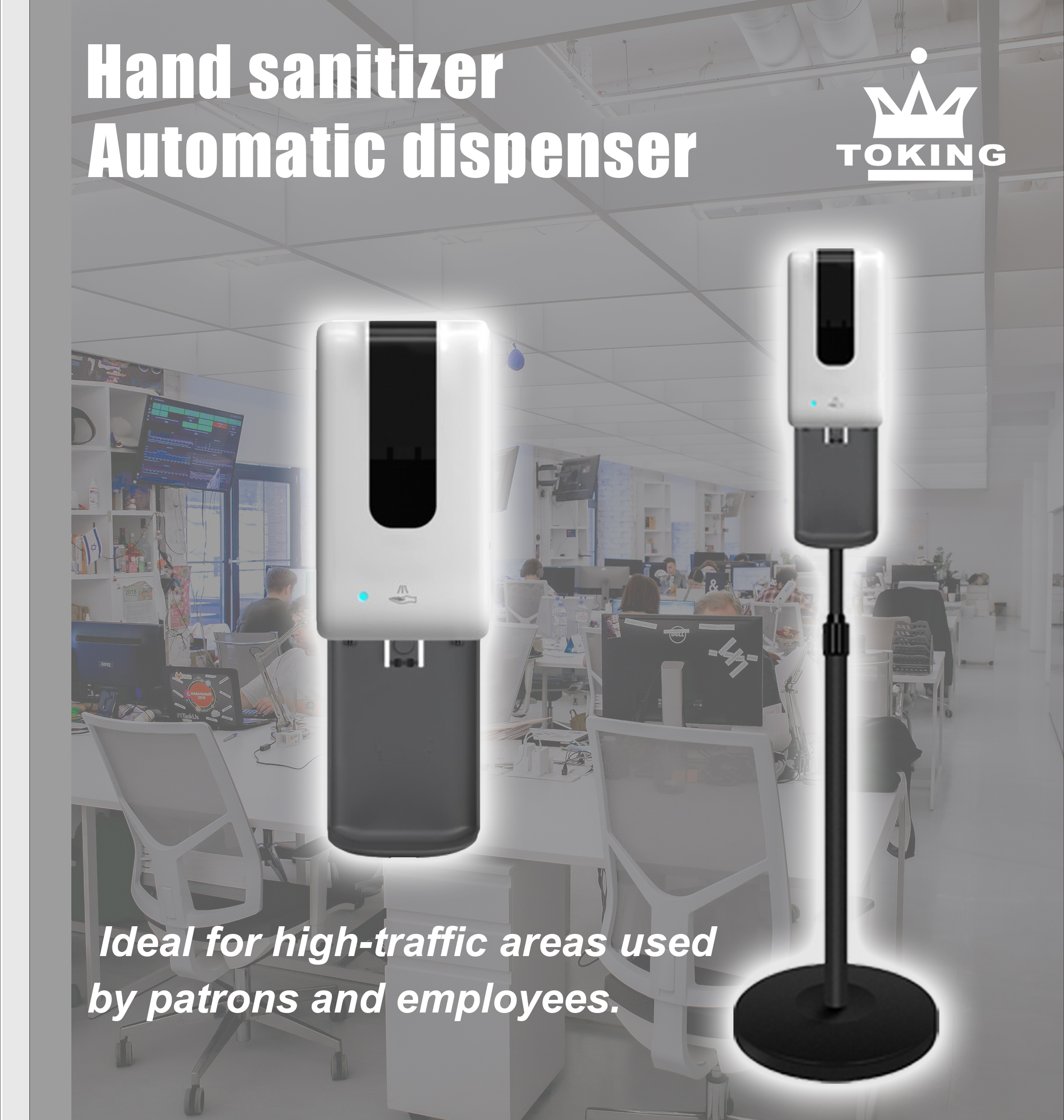 Dispensador automático de desinfectantes a mano.