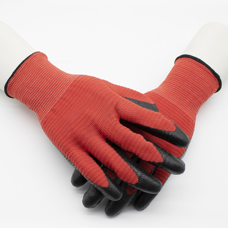 Black Cheap Nitrile Coated Work Gloves CE EN 388