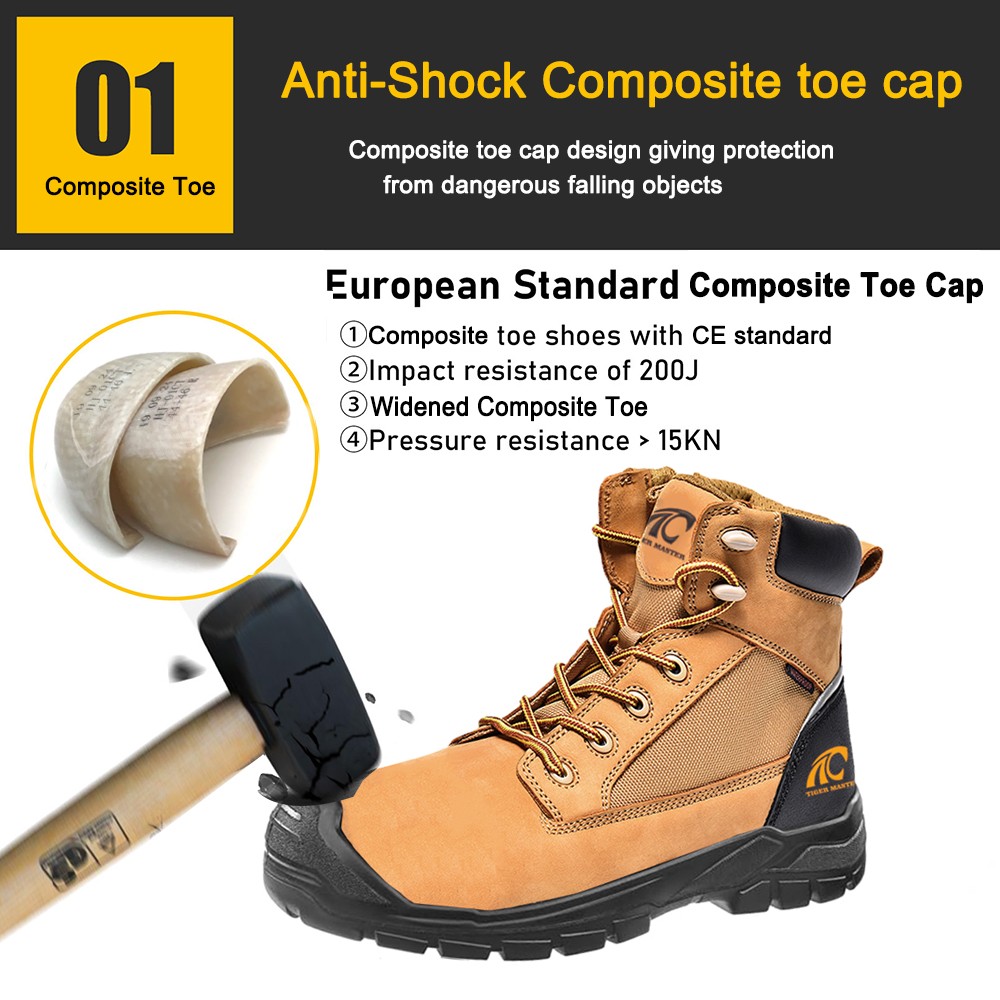 Oil Slip Resistant Nubuck Leather Hiking Safety Shoes Composite Toe