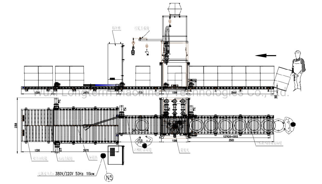 Fully Automatic Steel Drum Filling Sealing Line, 210.5L, 220L Bitumen Barrel Drum Filling Line
