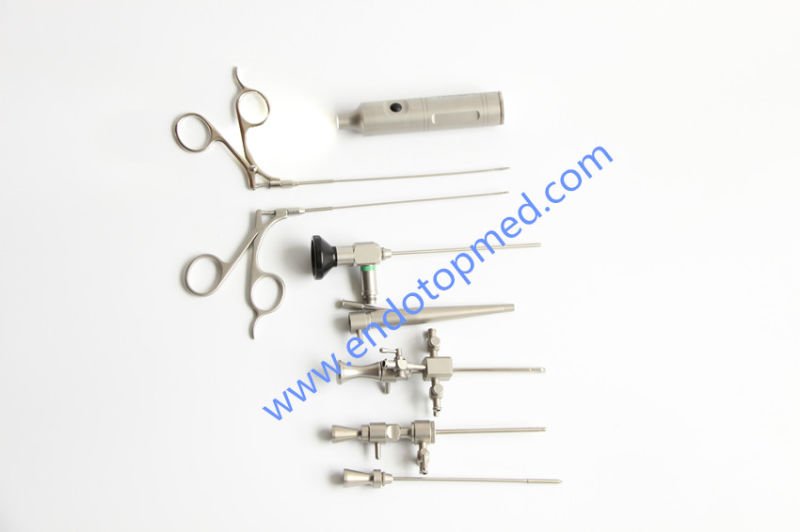 0deg 2.7mm Veterinary Otoscope with Portable LED Light Handle, Sheath and Forceps