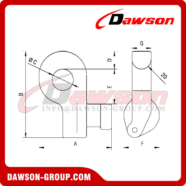Oreja de elevaci&oacute;n de contenedores 32T 40T para elevaci&oacute;n lateral - Dawson Group Ltd. - Fabricante, f&aacute;brica de China