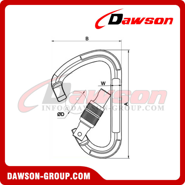 DS7107B Mosquetón de aluminio con mosquetón, hebilla para escalada en roca