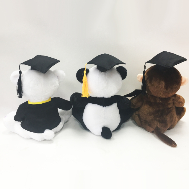 Stuffed Graduation Animal Teddy Bears Panda And Monkey with Cap