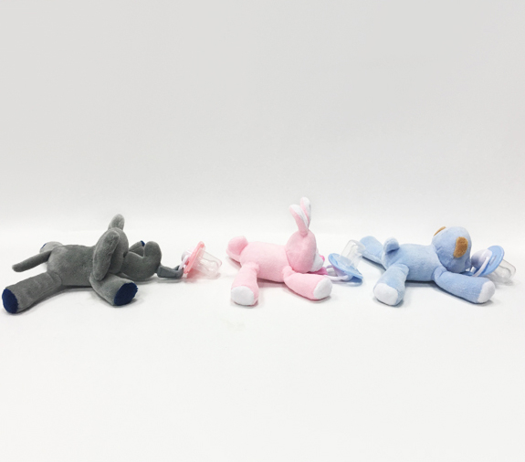 Infant Stuffed Animal Elephant Dog Rabbit Pacifier Holder Soft Toys