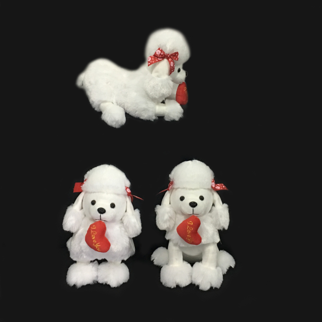Custom White Stuffed Plush Soft Dog Toys with Red Heart