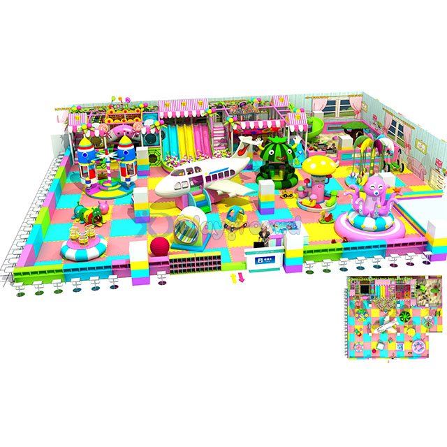 Индивидуальный Candy Themed Kids Мягкий закрытый игровой центр с электрическими игрушками