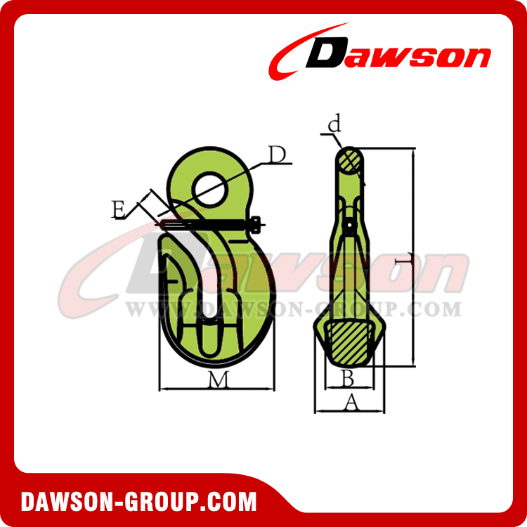 DS1023 G100 Специальный крючок с проушиной 8–13 мм и булавкой для регулировки длины цепи