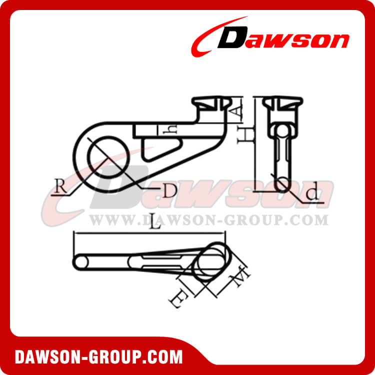 DS633 G80 GANCHO PARA CONTENEDOR TIPO IZQUIERDO 45&deg; - DAWSON GROUP LTD.- FABRICANTE, PROVEEDOR, F&Aacute;BRICA DE CHINA