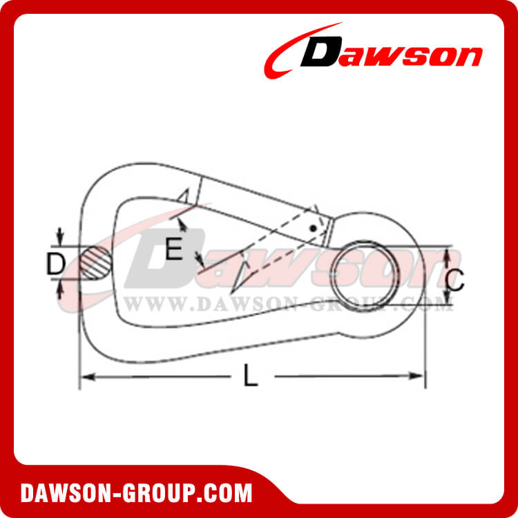 MOSQUETON DE &Aacute;NGULO OBLICUO CON OJAL - DAWSON GROUP LTD.- FABRICANTE, PROVEEDOR DE CHINA
