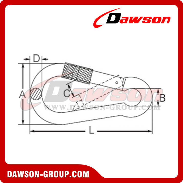 MOSQUETON CON TORNILLO ZINCADO - DAWSON GROUP LTD.- FABRICANTE, PROVEEDOR DE CHINA