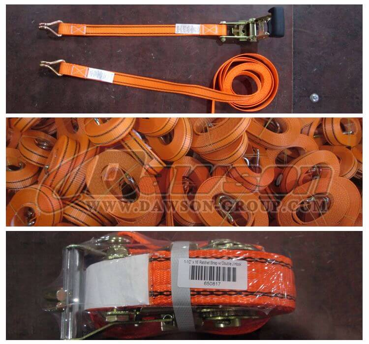 1 ''ラチェットタイダウン、ゴム製ハンドル、黄色の亜鉛ダブルJフック付き - Dawson Group Ltd. - 中国サプライヤー、メーカー、工場