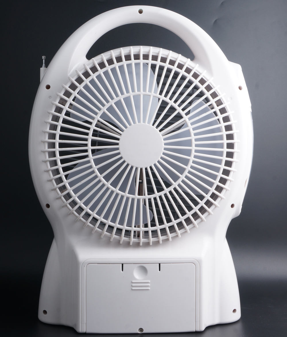 New Design 8-inch Rechargeable Desk Fans with FM Radio and 24pcs LED Light