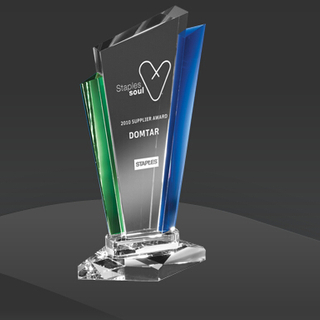Double Blue Green Edge Crystal Award (MPI-CR-A1033GRBU-10)
