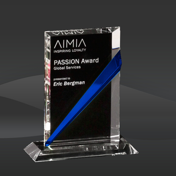 Blue Slanted Streak Crystal Award (CD-6834, CD-6835, CD-6836)