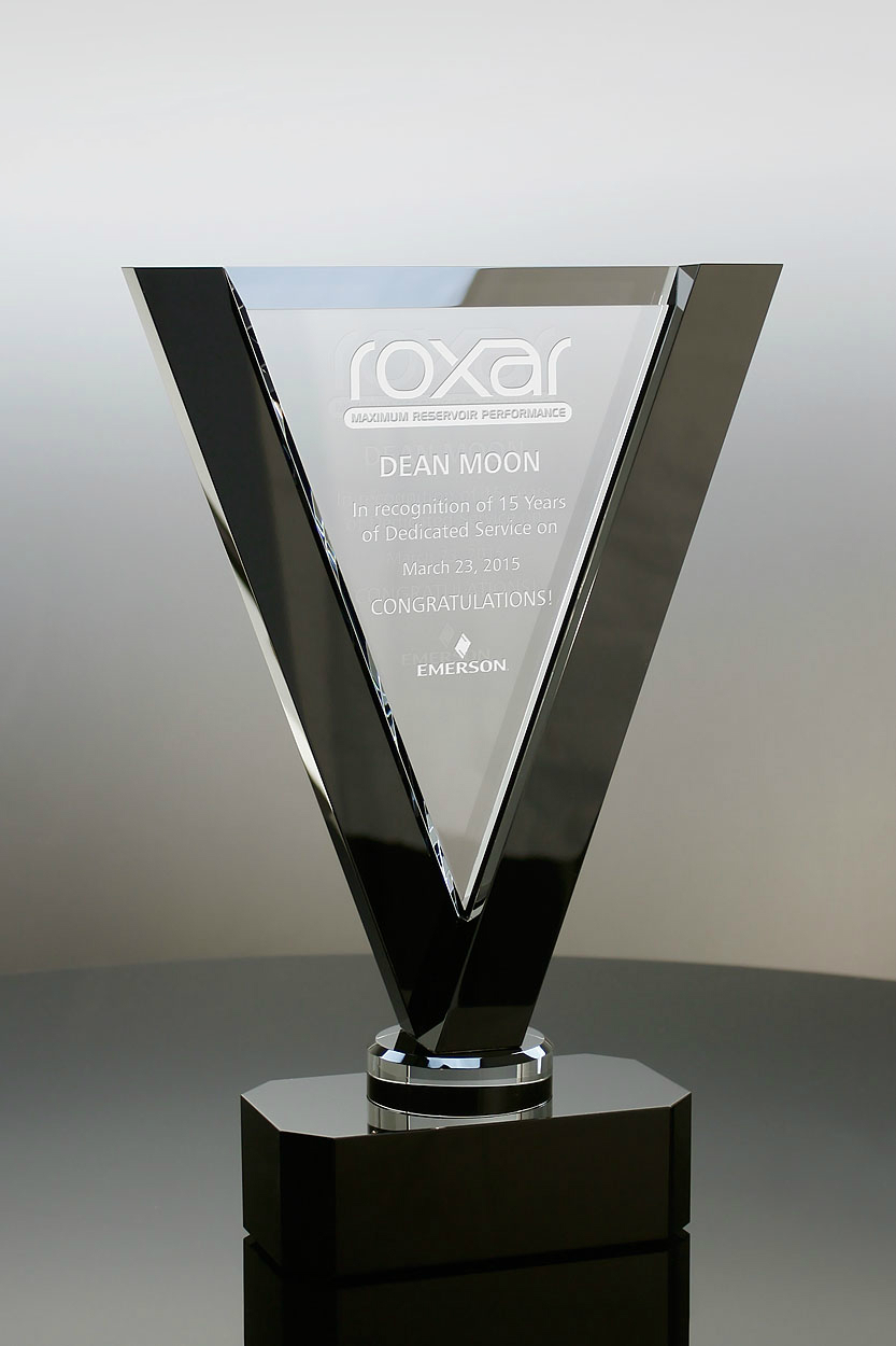 Crystal Obelisk on Black Base Corporate Gifts for Outstanding Performance Awards Trophies (#5235, #5236, #5237)