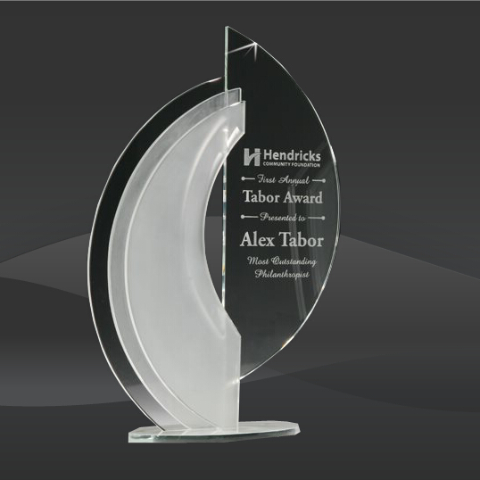 Frosted Arched Nautilus Crystal Award (RS-8406-19)