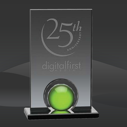 Smoked Rectangle Green Orb Crystal Award (MP-AWK8642-G)