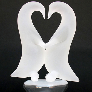 Penguin Figurines Dancing Glass Wedding Decoration of Cake Topper