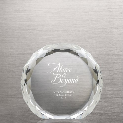 Luminous Circle Beveled Round Crystal Trophy (#72645)