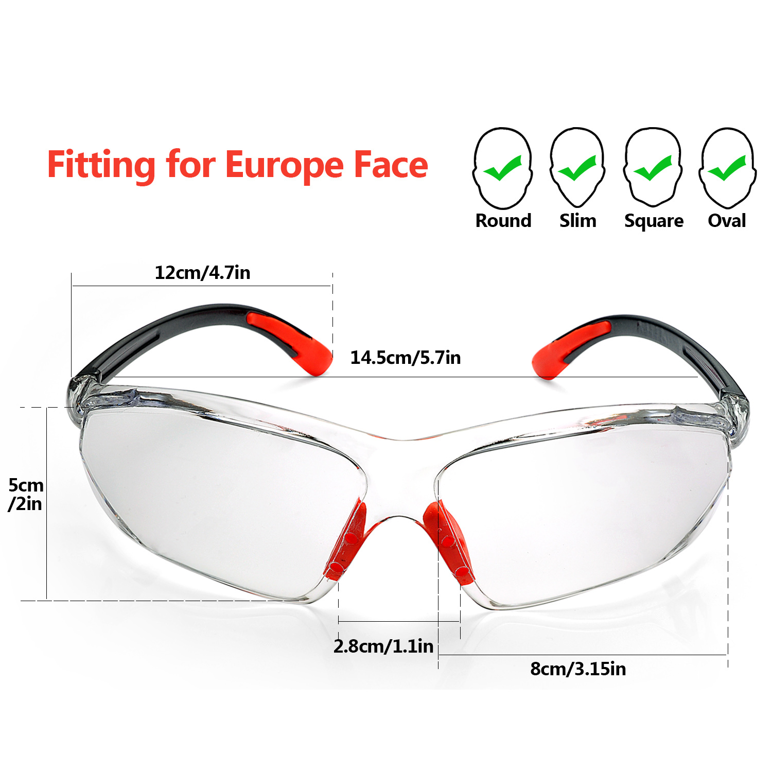 CE EN 166F anti UV anti fog anti scratch clear PC lens safety glasses