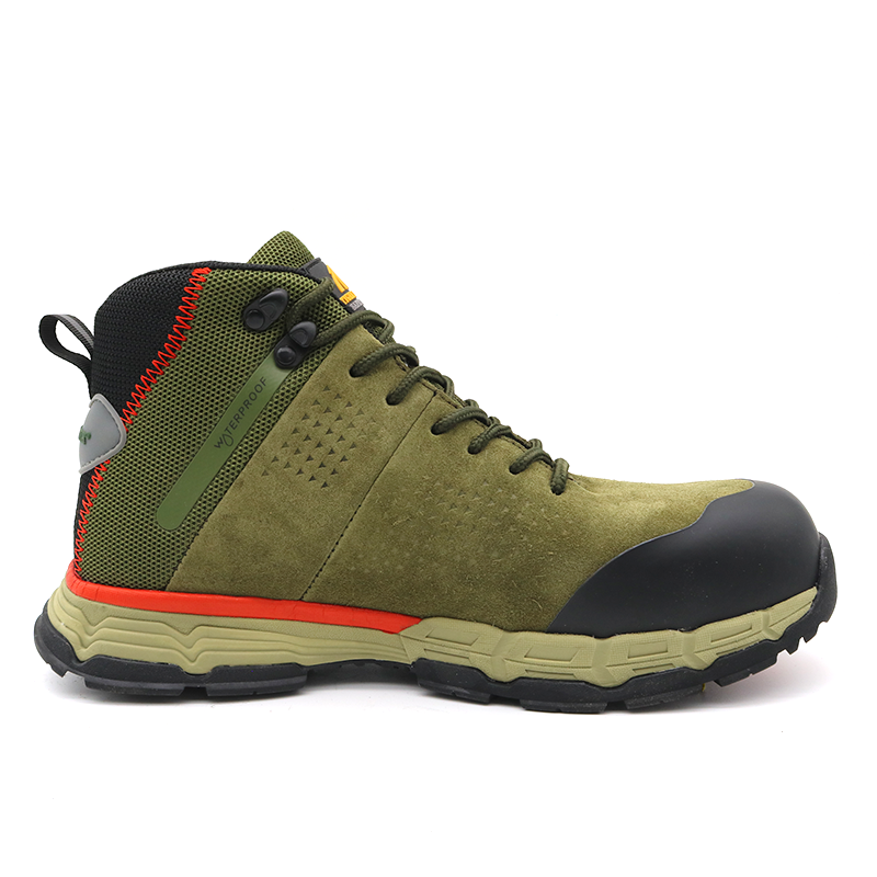 Green Suede Leather Composite Toe Waterproof Safety Boots for Men