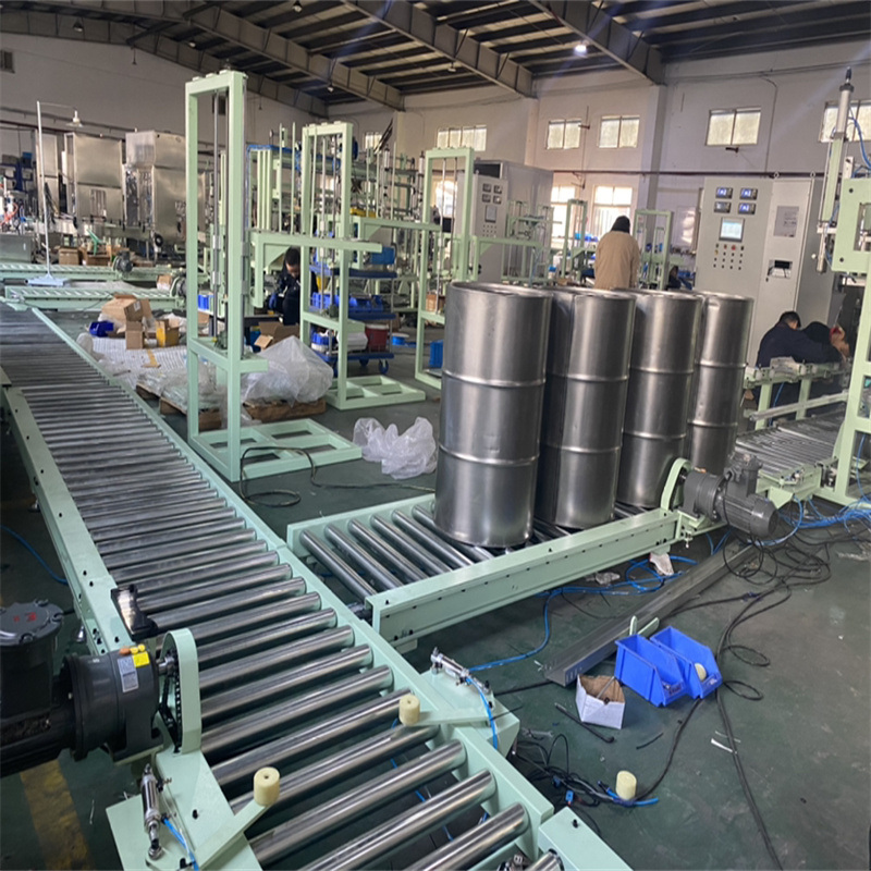 Fully Automatic Liquid Filling Sealing Line, Steel Oil Drum / Bitumen Barrel Drum Filling Line