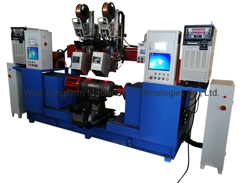 Automatic LPG Cylinder / Gas Bottle Double Heads MIG Seam Welding Machine / Circumferential Welding Machine