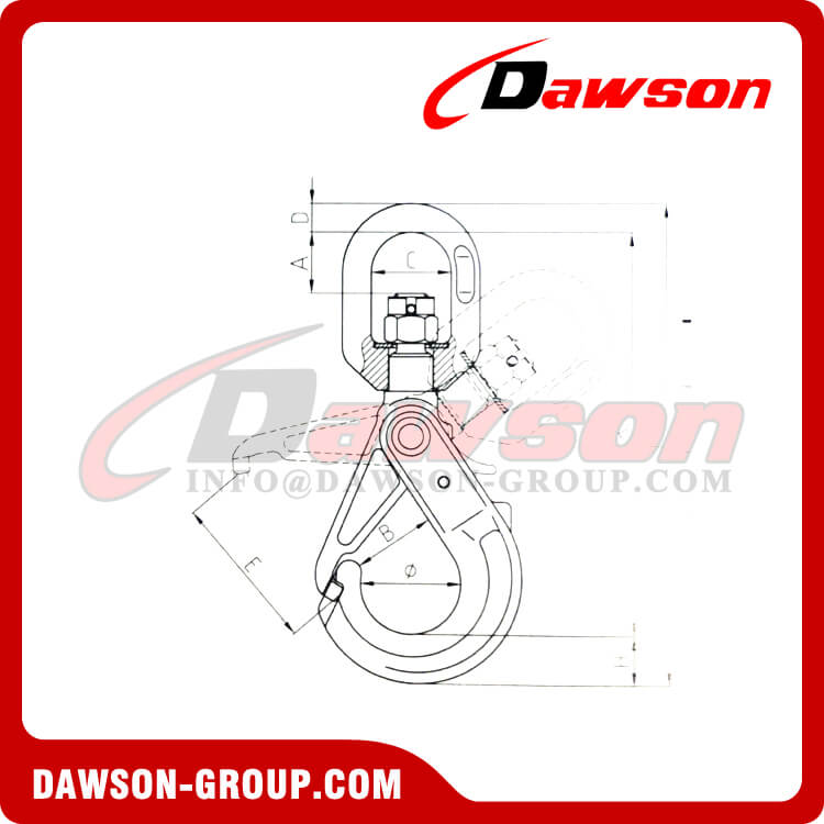 DS1018 G100 8-16MM خطاف دوار خاص ذاتي القفل مع مزلاج لسلسلة الرافعات