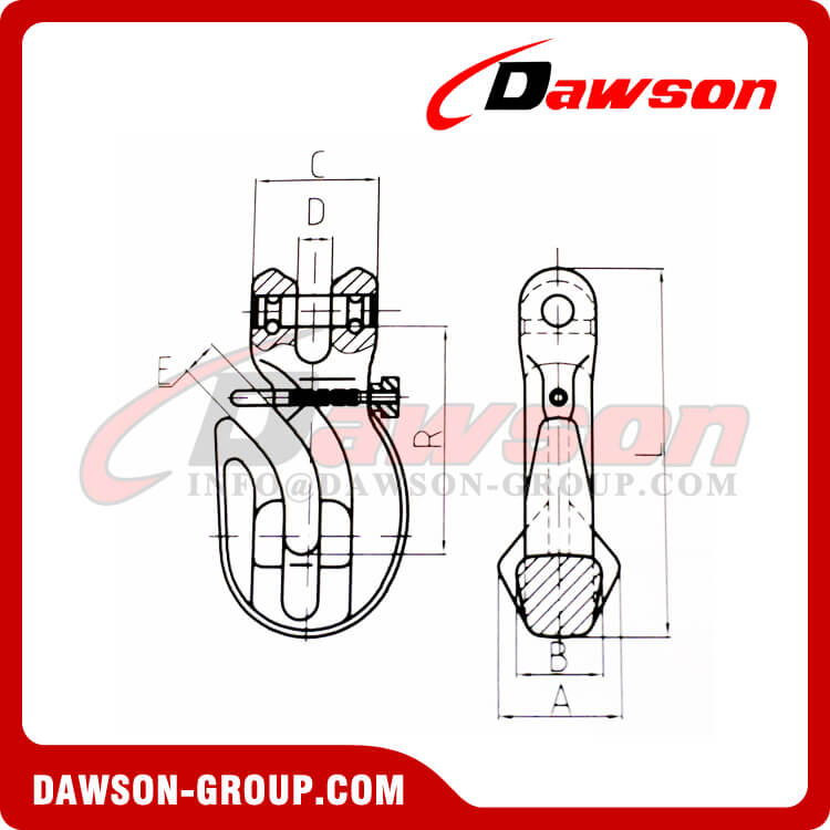 DS1024 G100 8-13MM Gancho de agarre especial con pasador de seguridad para ajustar la longitud de la cadena