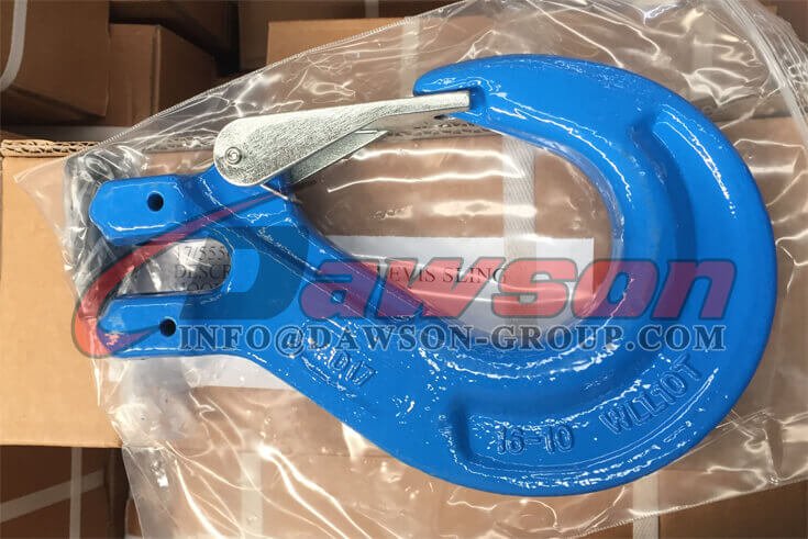 Gancho de eslinga de horquilla de grado 100 con pestillo de seguridad para montaje de eslinga de cadena - Dawson Group Ltd. - Proveedor de China