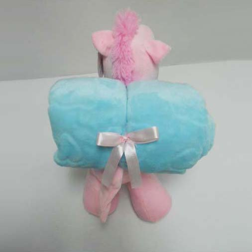 Stuffed Soft Plush Pink Pony Toy Baby Blanket