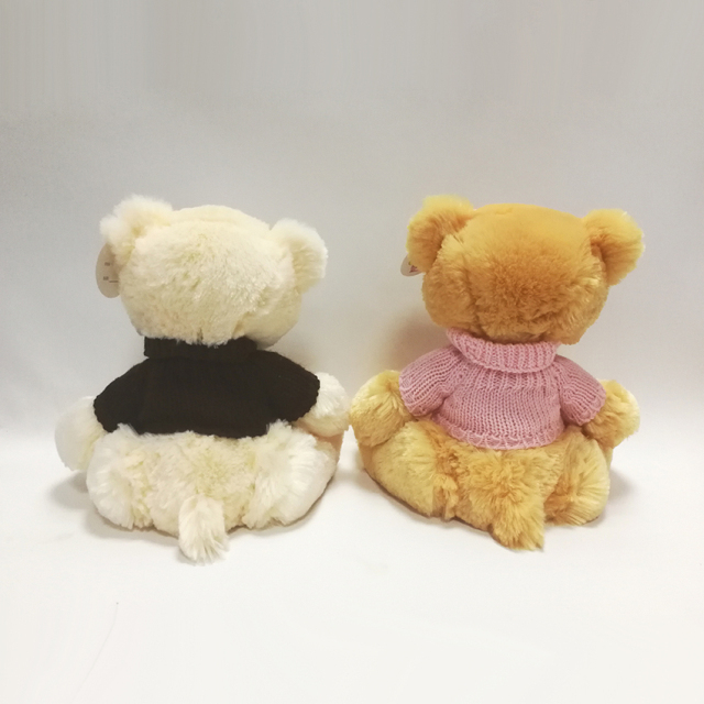 Hairy Plush Stuffed Teddy Bears with Cloth for Promotional Gifts