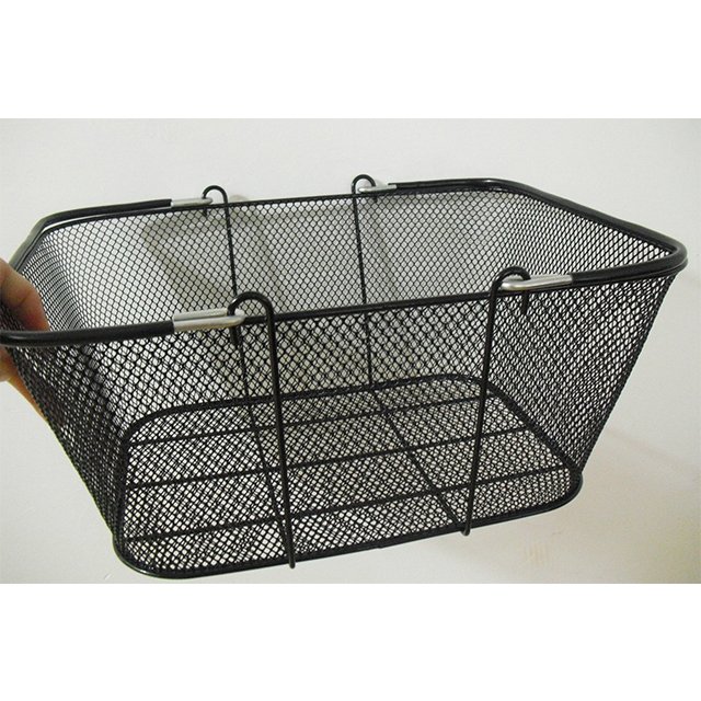 Silver Wire Mesh Stacking Shopping Basket with Vinyl Handles 16" X 12" X 7" D WD-F03S