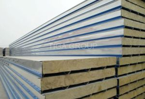 La couleur enduite/a rid&eacute; le panneau de mur en acier de sandwich &agrave; laines de roche