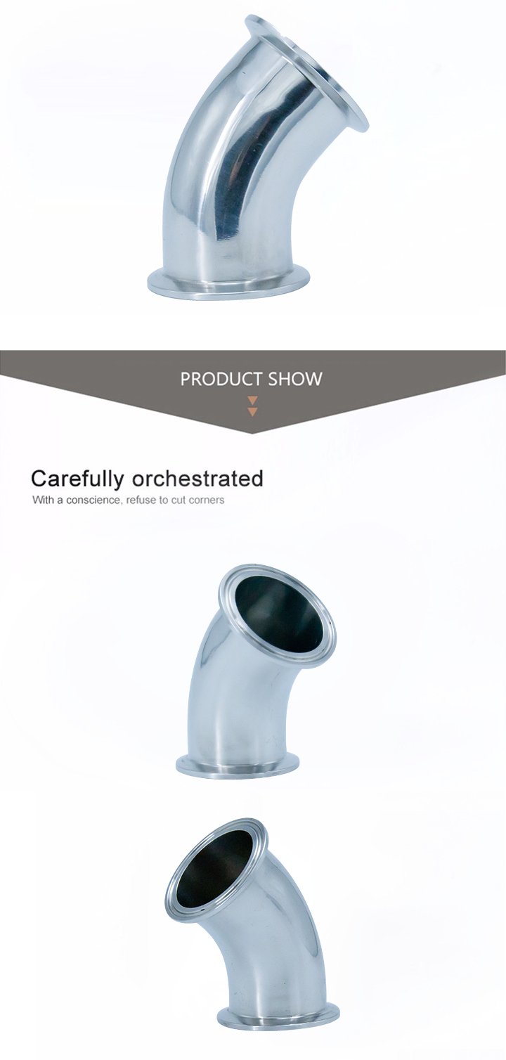 Санитарный зажим из нержавеющей стали SS316L, колено под углом 45 градусов