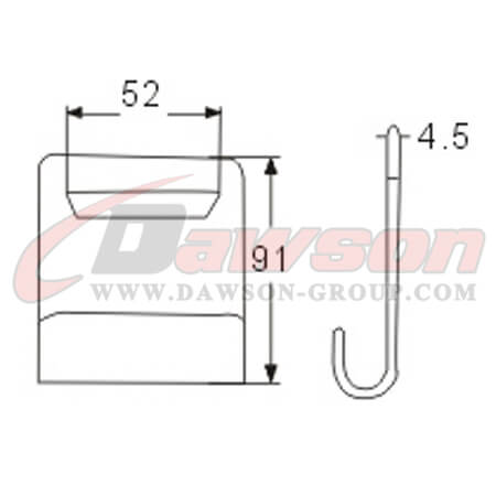 DSWH032 BS 5000KG / 11000LBS 2 &quot;/ 50mm Flat Container Hooks
